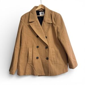Old Navy neutral double breasted wool blend peacoat dress coat winter